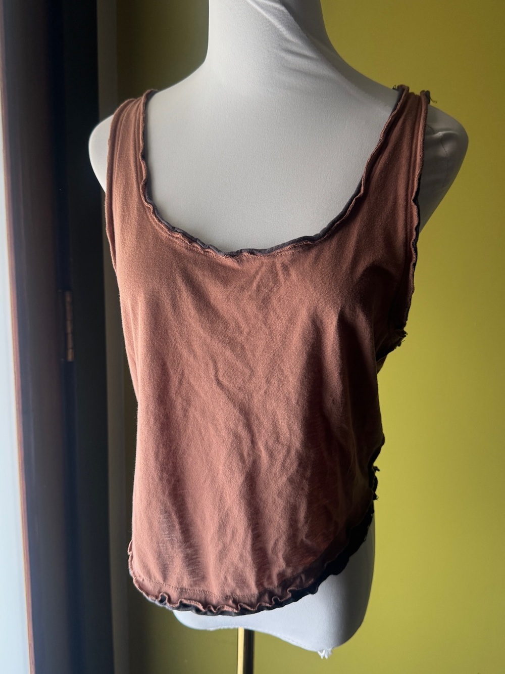 We The Free Brown Rolled-Edge Tank Top